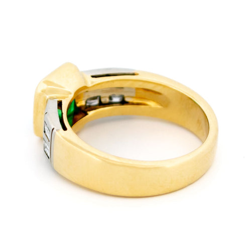 Bague 56 Bague vintage en or jaune et blanc 18k avec émeraude et diamants 58 Facettes 0D1C1344DFCE437483D07F65151ADF00