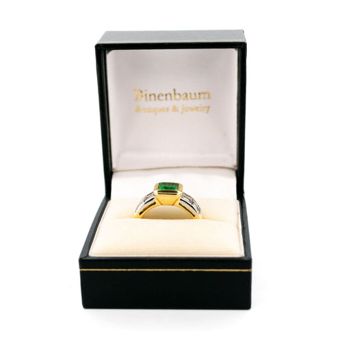 Bague 56 Bague vintage en or jaune et blanc 18k avec émeraude et diamants 58 Facettes 0D1C1344DFCE437483D07F65151ADF00