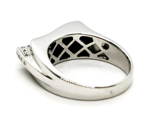 Bague 54 Bague tank en or blanc 18 carats avec rubis et diamants 58 Facettes 1888306CN