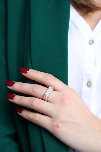 Bague 54 Bague pavée de diamants en or blanc 18 carats 58 Facettes 1908055CN