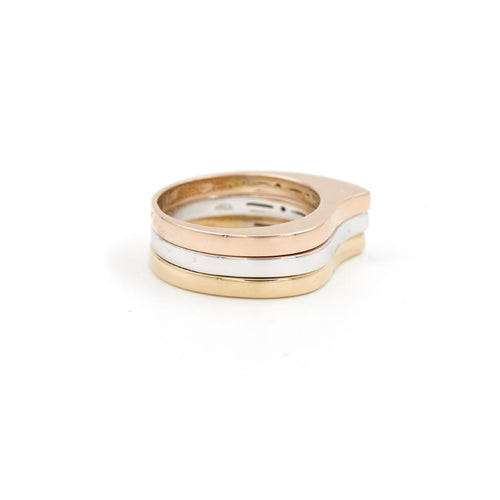 Bague 54 Trilogie - Bague en or jaune, or blanc et or rose 18 carats 58 Facettes 1943849CN