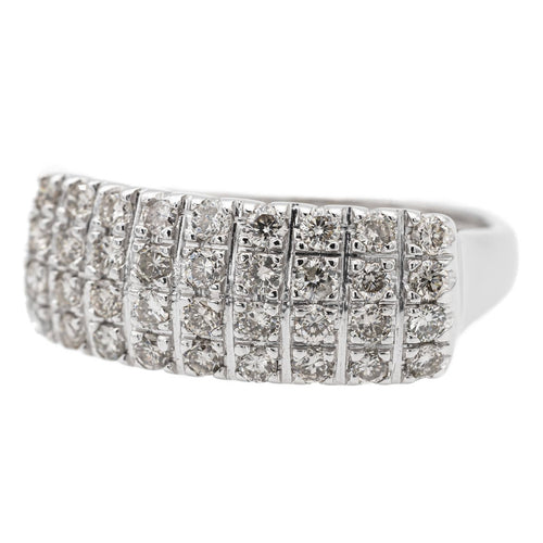 Bague 54 Bague en or blanc 18 carats pavée de diamants 58 Facettes 1969291CN