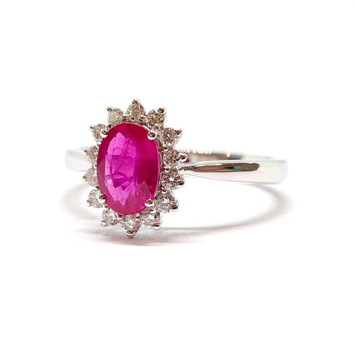 Bague 53 Bague marguerite or blanc rubis diamants 58 Facettes