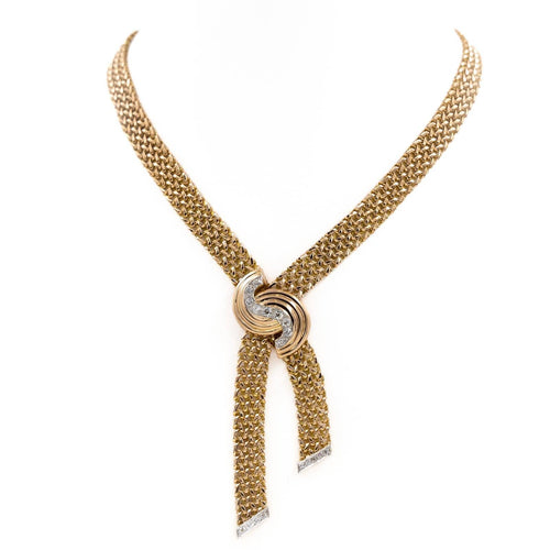 Collier Collier négligé en or jaune et platine serti de diamants 58 Facettes 1986222CN