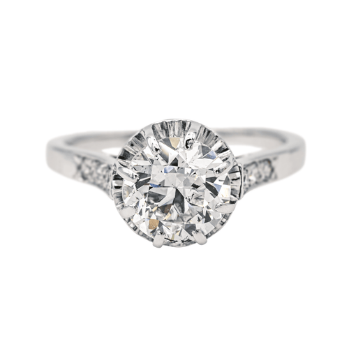 Bague 57 Bague solitaire - diamant en or blanc 18 carats et platine 58 Facettes 1986229CN