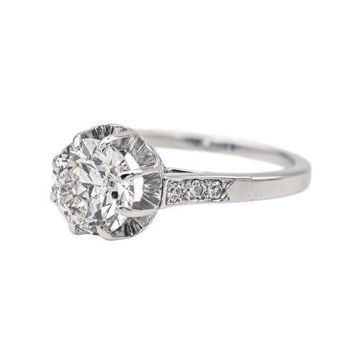 Bague 57 Bague solitaire - diamant en or blanc 18 carats et platine 58 Facettes 1986229CN