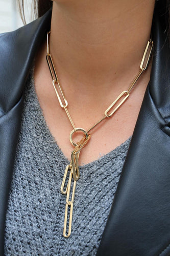 Collier Collier à grands maillons ovales en or jaune 18 carats 58 Facettes 1987601CN