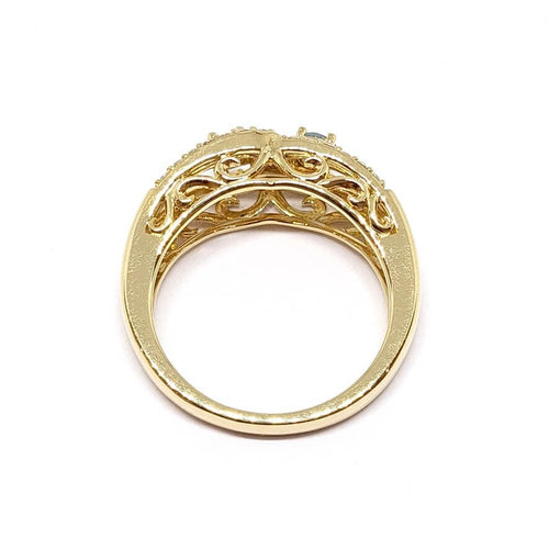 Bague 54 Bague lien en Or jaune, aigues marine & diamants 58 Facettes