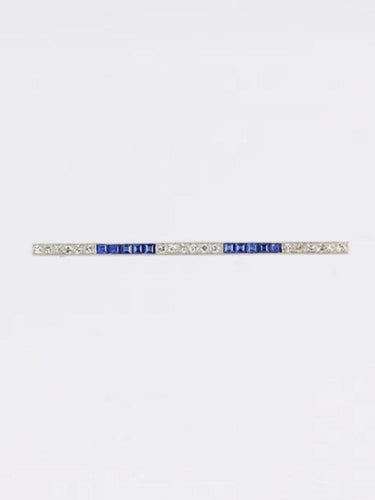 Broche Broche barrette - Motif géométrique en platine, saphirs et diamants 58 Facettes 721