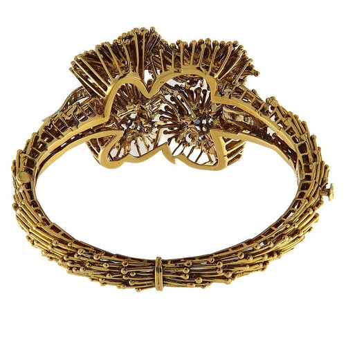 Bracelet Bracelet rigide - Bracelet vintage en or jaune 18 ct, saphirs et diamants 58 Facettes G3794