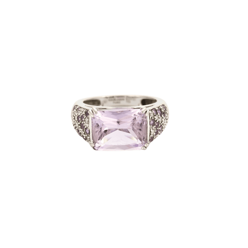 Bague 51 Bague sertie d’améthyste en or blanc 18 carats et diamants 58 Facettes BO/240023