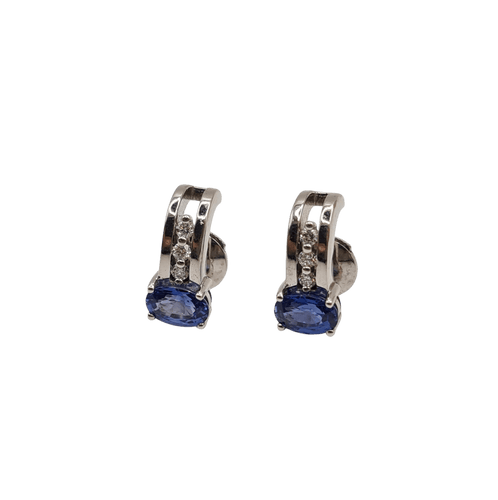 Boucles d'oreilles Boucles d’oreilles or blanc serties de saphirs et diamants 58 Facettes