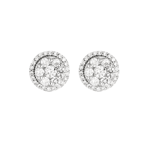 Boucles d'oreilles Paire de Boucles d’oreilles ronde ajouré en or blanc 18K (750 Millièmes) à motif floraux stylisé en diamants 58 Facettes DV0925-6