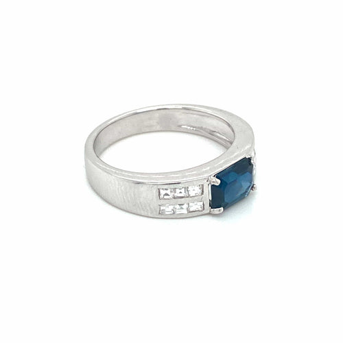Bague 55 Bague Art déco en or blanc 18 ct saphir et diamants 58 Facettes
