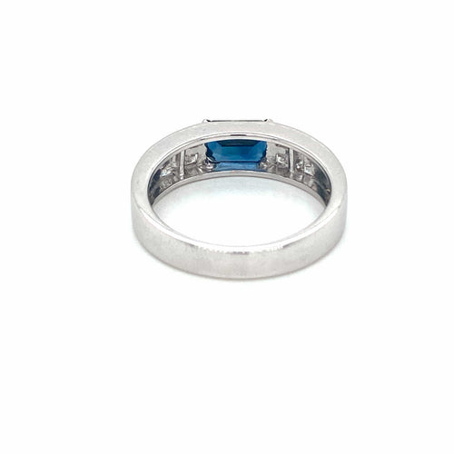 Bague 55 Bague Art déco en or blanc 18 ct saphir et diamants 58 Facettes
