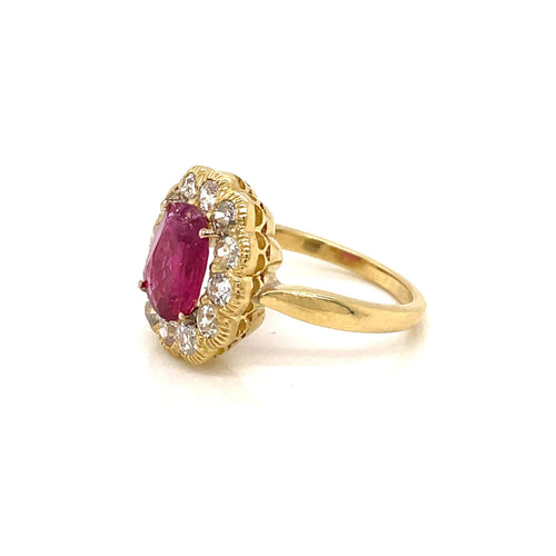Bague 56 Bague cluster en or rose 18 carats rubis et diamants 58 Facettes