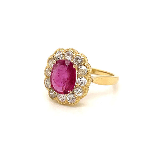 Bague 56 Bague cluster en or rose 18 carats rubis et diamants 58 Facettes