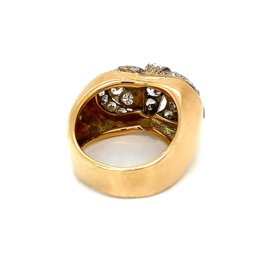 Bague 56 Bague Art déco pavée de diamants en or rose 18 carats et argent 58 Facettes