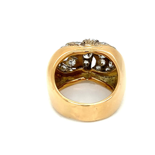 Bague 56 Bague Art déco pavée de diamants en or rose 18 carats et argent 58 Facettes