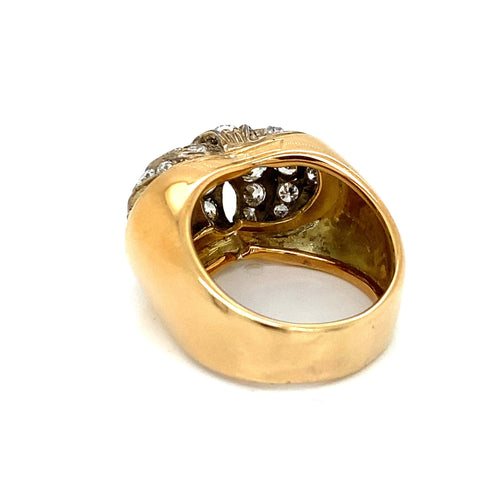 Bague 56 Bague Art déco pavée de diamants en or rose 18 carats et argent 58 Facettes