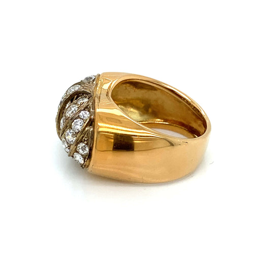 Bague 56 Bague Art déco pavée de diamants en or rose 18 carats et argent 58 Facettes