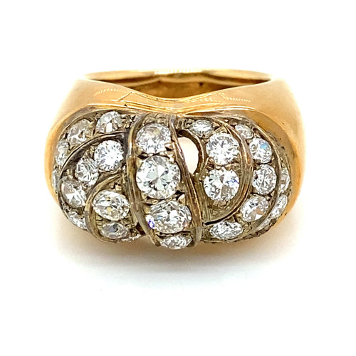 Bague 56 Bague Art déco pavée de diamants en or rose 18 carats et argent 58 Facettes