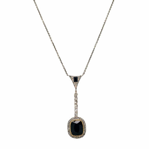 Collier Pendentif collier - Saphir coussin 3 ct et diamants en or 18k 58 Facettes
