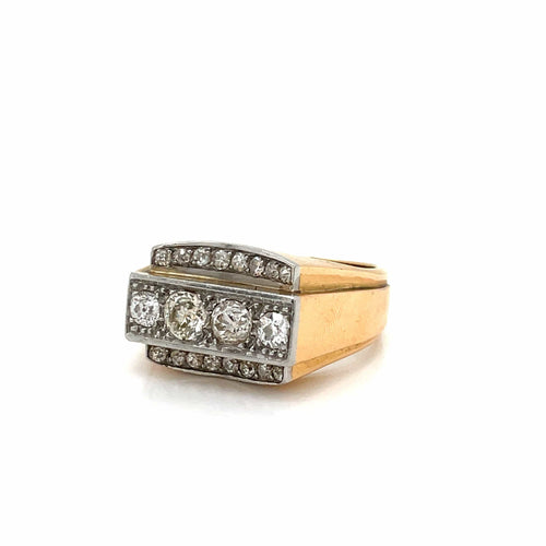 Bague 63 Bague cocktail Art déco en or rose et blanc 18k et diamants 58 Facettes