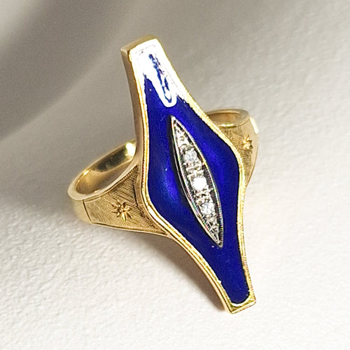 Bague 53 Bague en or jaune 18 carats émaillée, taille 53 58 Facettes 2791