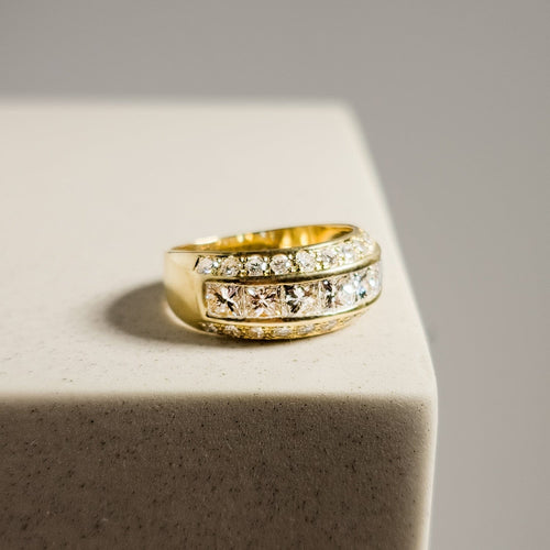 Bague 52.5 Bague en or jaune 18 carats à diamants 58 Facettes 2974