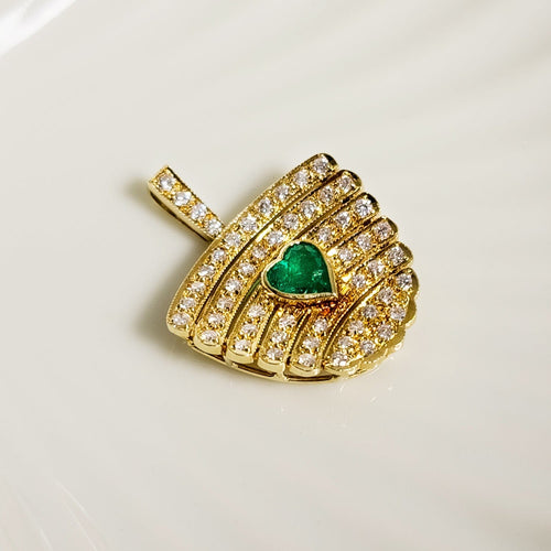 Pendentif Pendentif - Smaragd cœur et diamants en or jaune 585 58 Facettes 3029
