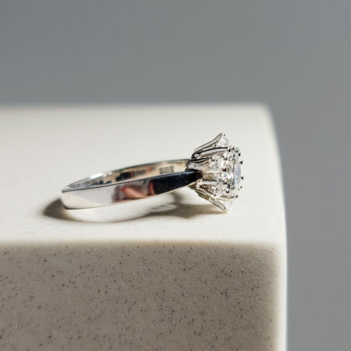 Bague 56 Bague solitaire en or blanc 585 avec diamants 58 Facettes 3026