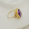 Bague 67 Bague vintage en or jaune 14K avec améthyste ovale 10 ct 58 Facettes 3135