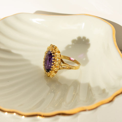 Bague 53.5 Bague améthyste en or jaune 14 carats 58 Facettes