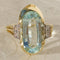 Bague 54 Bague Art déco en or jaune 14 carats avec aquamarine et diamants 58 Facettes