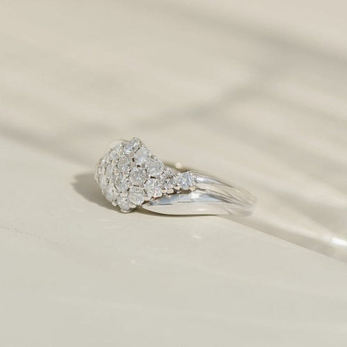 Bague 54 Bague crossover vintage en or blanc 14 carats et diamants 58 Facettes