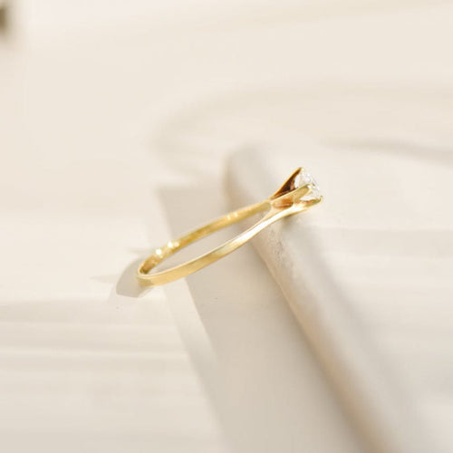Bague 59 Solitaires - Bague solitaire en or jaune 14 carats et diamant 58 Facettes