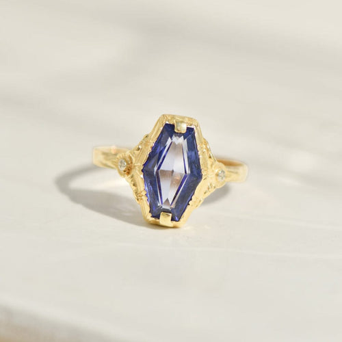 Bague 59 Bague ancienne - Saphir en or jaune 14K 58 Facettes 2481