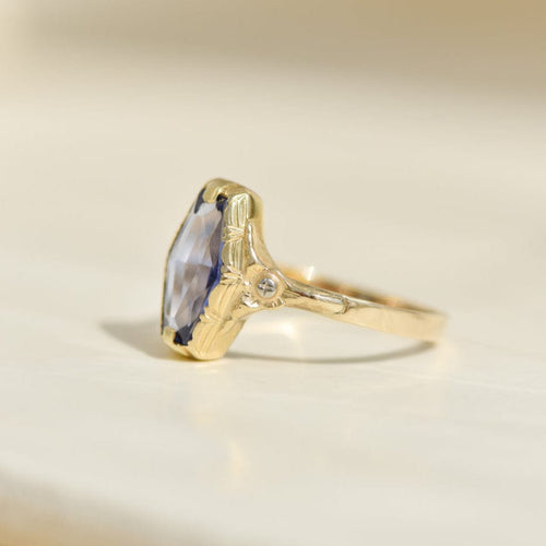 Bague 59 Bague ancienne - Saphir en or jaune 14K 58 Facettes 2481