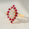 Bague 61.5 Bague cocktail vintage en or jaune 14 carats, rubis et diamants 58 Facettes