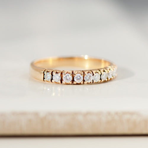 Bague 55 Demi-alliance - Bague en or jaune 14 K avec 0,50 ct diamants 58 Facettes