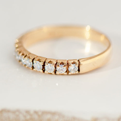 Bague 55 Demi-alliance - Bague en or jaune 14 K avec 0,50 ct diamants 58 Facettes