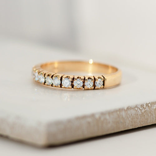 Bague 55 Demi-alliance - Bague en or jaune 14 K avec 0,50 ct diamants 58 Facettes