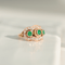 Bague 54 Bague victorienne - Bague en or rose 14K, émeraudes et diamants taille rose 58 Facettes