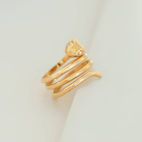 Bague 53 Bague serpent vintage en or jaune 18 carats avec diamants 58 Facettes