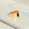 Bague 56 Bague vintage - Motif palmier en or jaune 18 carats et émail noir 58 Facettes