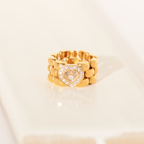 Bague 53 Chopard Happy Diamonds - Bague flexible en or jaune 18 carats et diamants 58 Facettes 3286