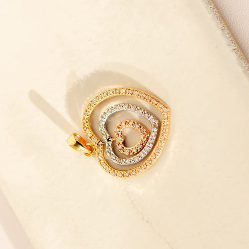 Pendentif Pendentif cœur tricolore en or 14 carats avec diamants 58 Facettes