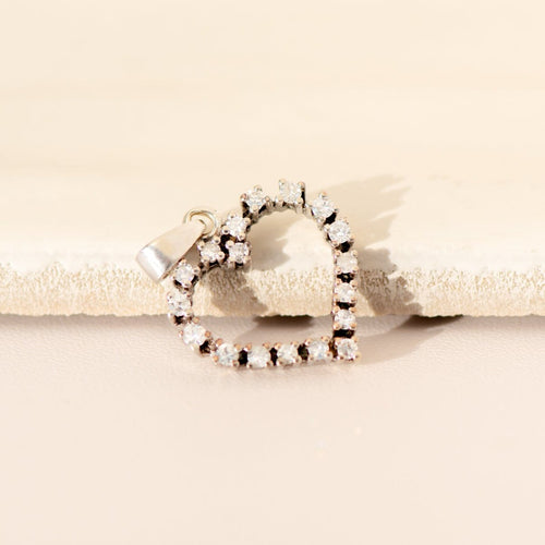 Pendentif Pendentif cœur en or blanc 14 carats avec diamants env. 0,50 ct 58 Facettes