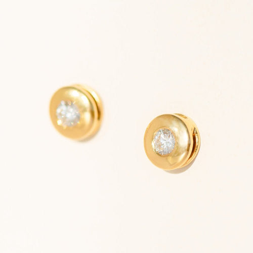 Boucles d'oreilles Ohrstecker - Boucles d’oreilles en or jaune 14 carats et diamants 0,60 ct 58 Facettes